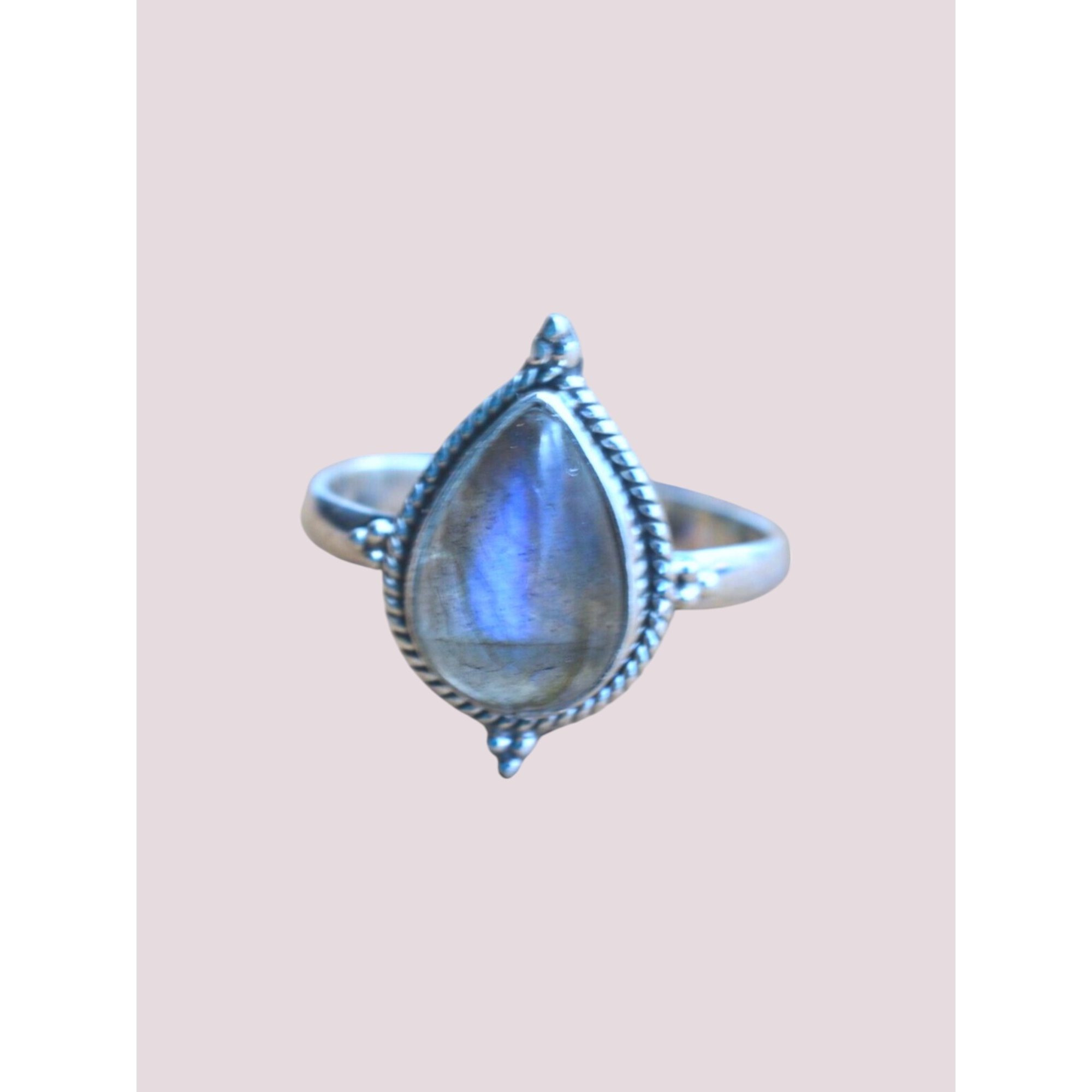 925 Silver Pear Shape Gemstone Ring